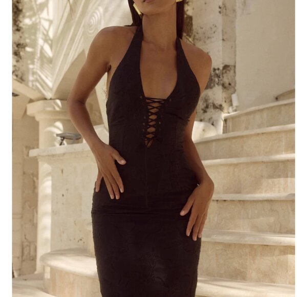 Runaway The Label FRANNIE CORSET LACE  MIDI DRESS BLACK SIze XS NWT - Picture 5 of 11